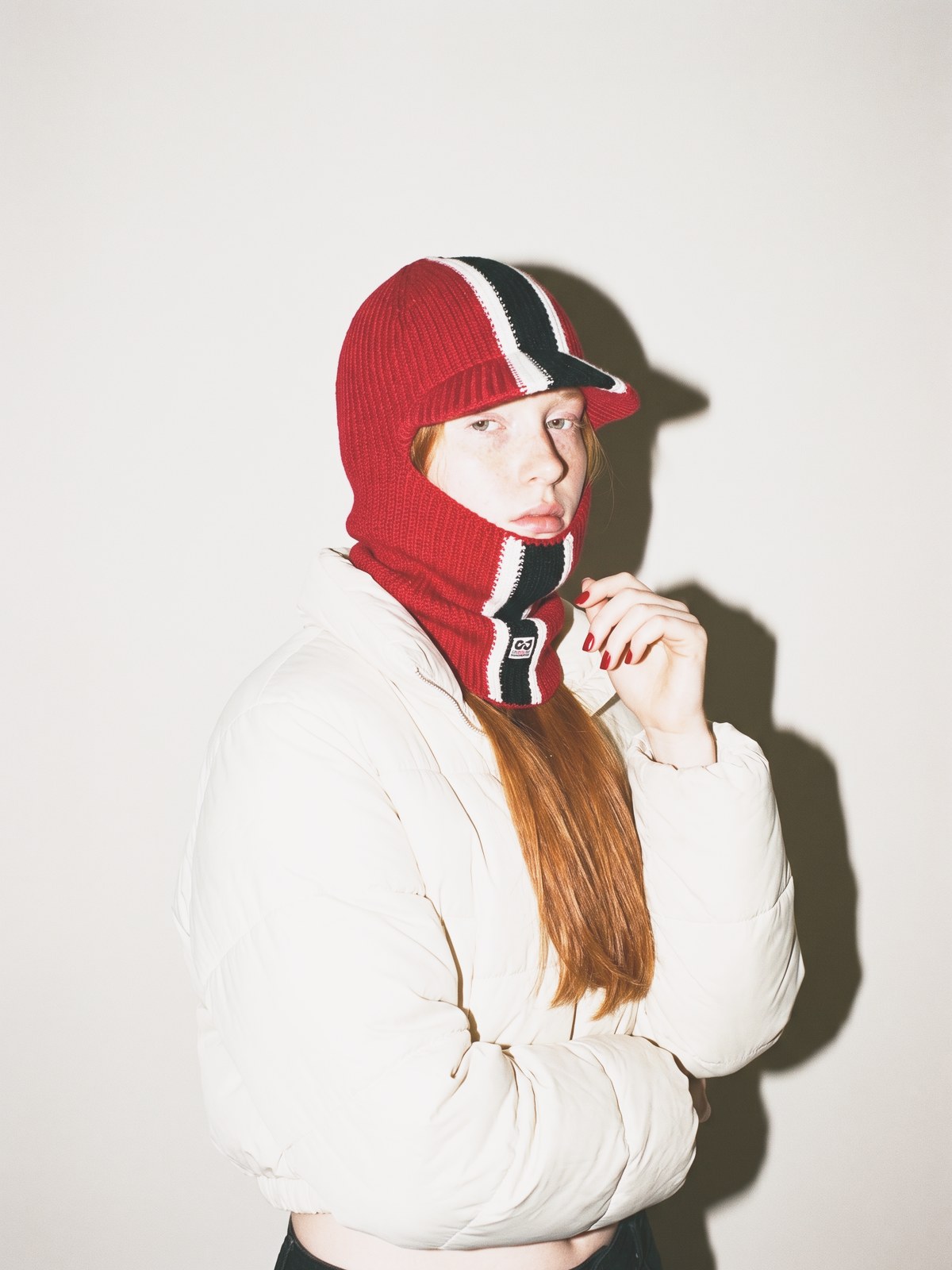Visor Knit Balaclava — Fire Red